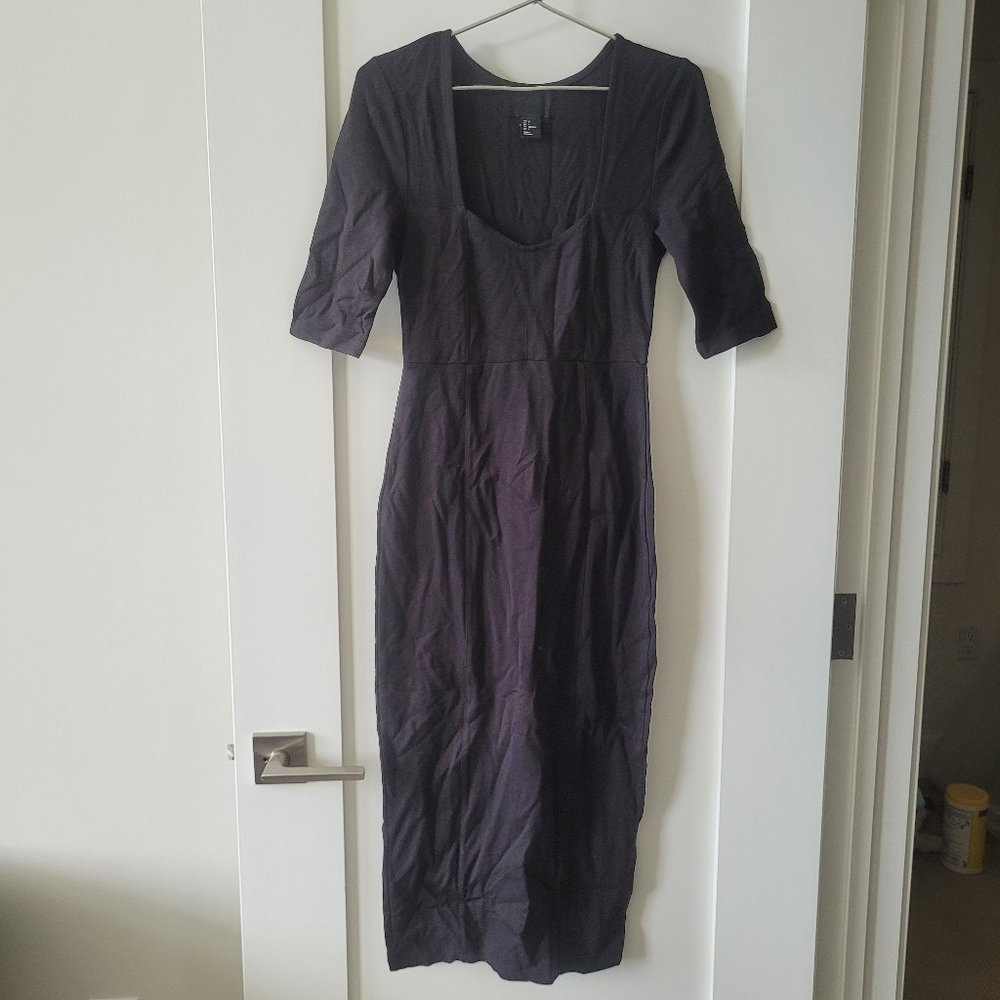 NWOT H&M Black Midi Dress Slimming Womens Sz US 4